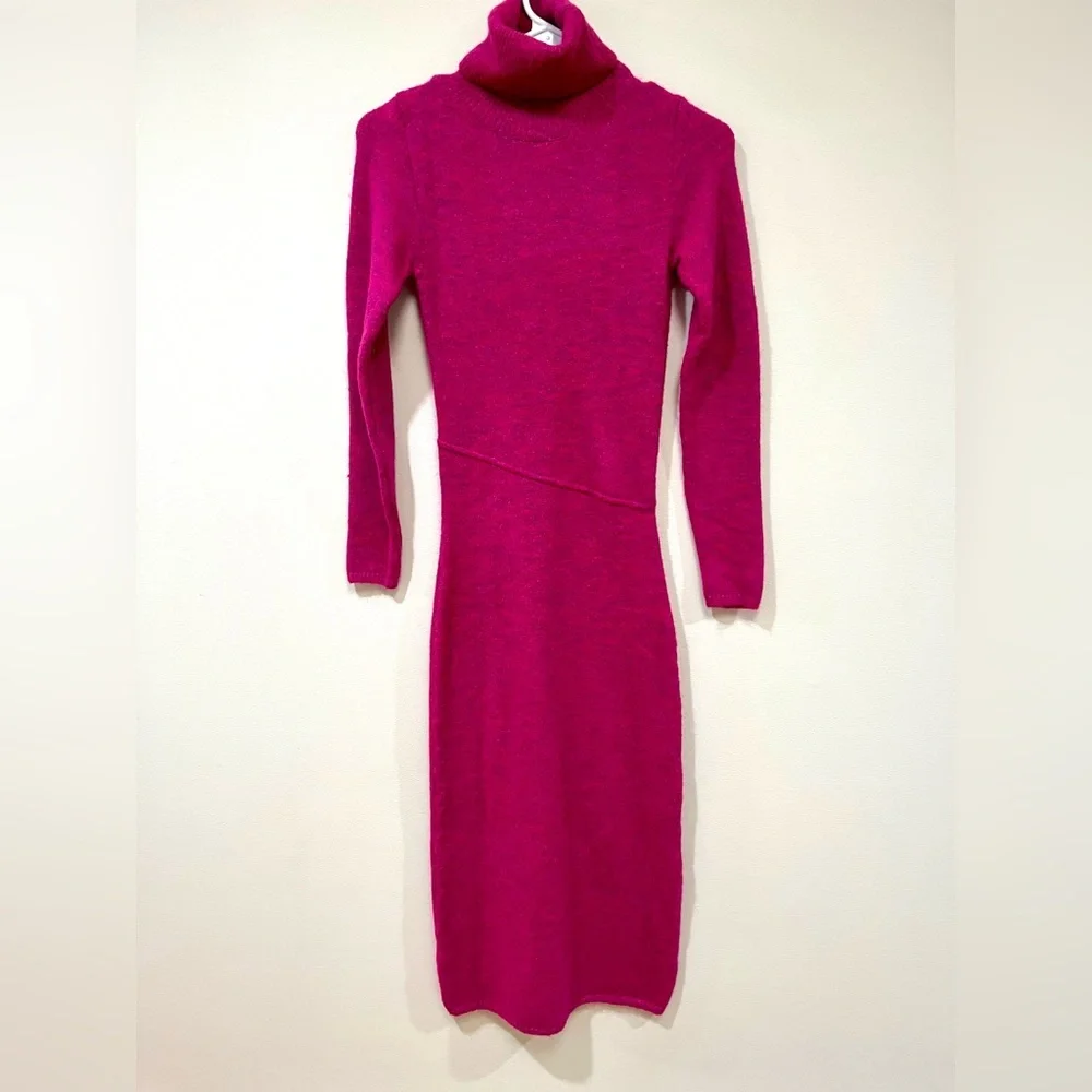 MANGO Hot Pink Turtleneck Maxi Sweater Dress size 2